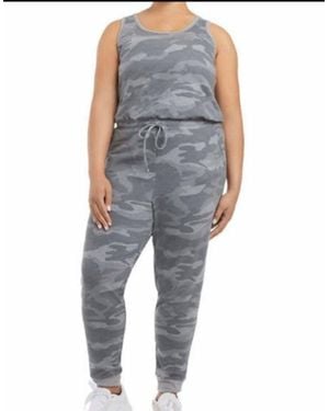 Danskin Soft Brushed Fleece Jumpsuit - Blue