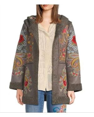 Johnny Was Saturna Faux Suede Coat - Brown