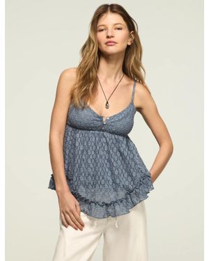 Lucky Brand Ruffle Baby Doll Cami - Blue