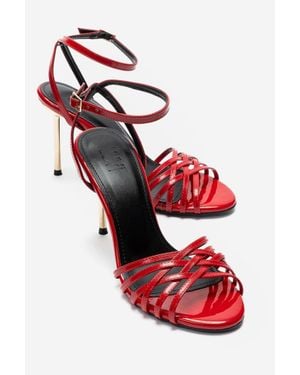 Prologue Shoes Lorion Stiletto Ankle Strap Pump - Red