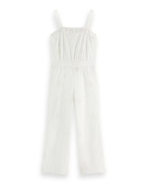 Scotch & Soda Girls Broderie Anglaise All-In-One Jumpsuit - White