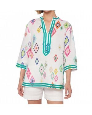 Vilagallo Diamond Ikat Linen Top - Red