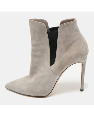 Casadei Suede Pointed Toe Ankle Length Boots - Natural