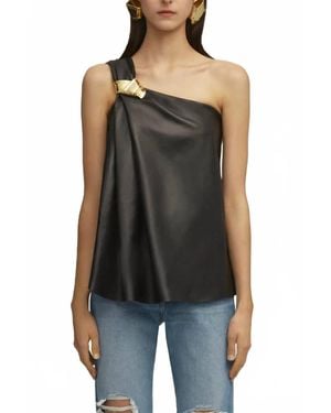 Brandon Maxwell Delia One Shoulder Knot Top - Black