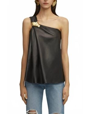 Brandon Maxwell Delia One Shoulder Knot Top - Black