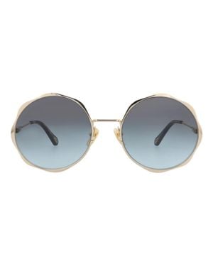 Chloé Round-Frame Metal Sunglasses - Blue