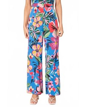 Sugarlips Inez Floral Wide Leg Pants - Blue