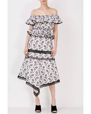 Nicholas Camelia Embroidery Frill Top - White