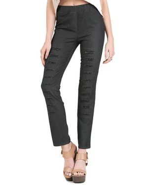 Umgee High Waist Denim Pants With Ripped Details - Black