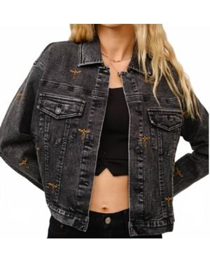 Blue B Boots Stitch Denim Jacket - Black
