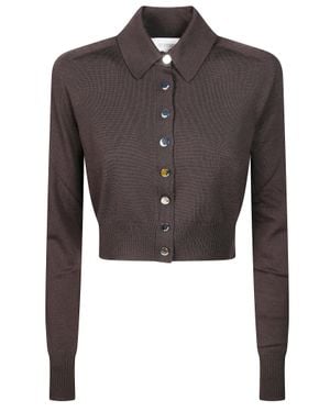 Sportmax Perseo Ribbed Metallic Button Cardigan - Gray