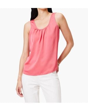NIC+ZOE Satin Chiffon Scoop Tank Top - Pink