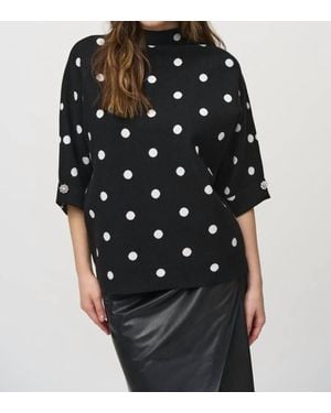 Joseph Ribkoff Jacquard Dot Print Top Sweater - Black