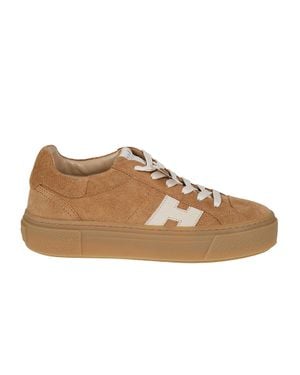 Hogan Tan H705 Minimalistic Calf Leather Sneakers - Brown