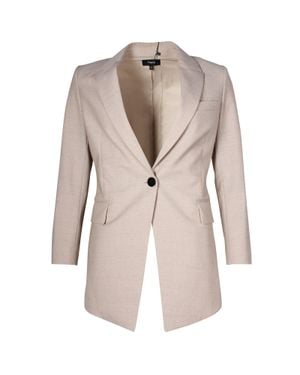 Theory Etiennette Melange Single Breasted Blazer - Natural