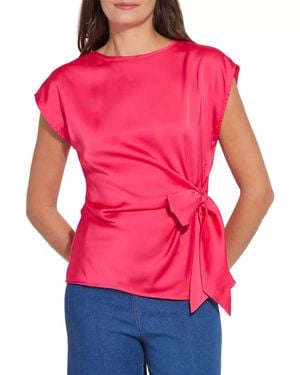 Lyssé Rosalia Tie Drape Mix Media Top - Pink