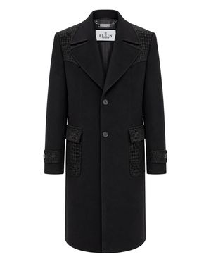 Philipp Plein Gianni Fit Coat Croco Inserts - Black