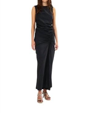 Rabens Saloner Bibber Papery Fitted Maxi Dress - Black