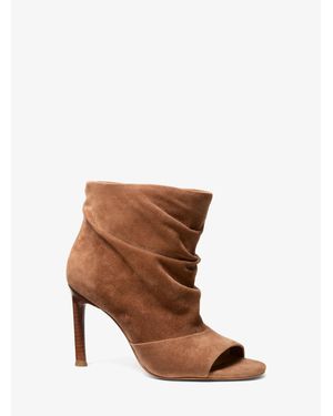 Michael Kors Raelynn Suede Open-Toe Ankle Boot - Brown