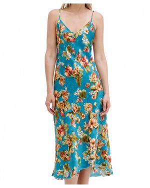 Go> By Go Silk Slip Dress Printed - Blue