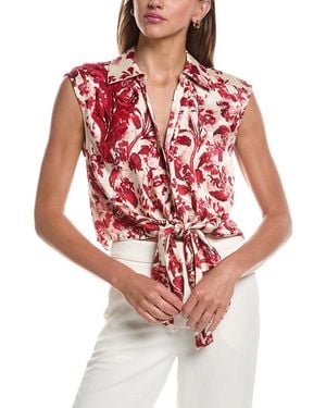 Cinq À Sept Floral Ribbons Sleeveless Marianna Top - Red