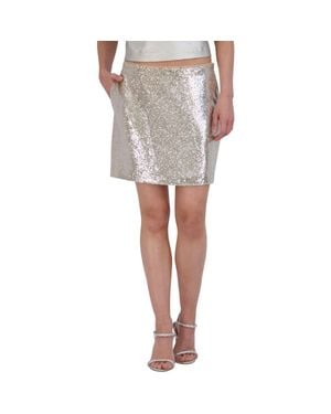 BCBGMAXAZRIA Sequined Lined Mini Skirt - White