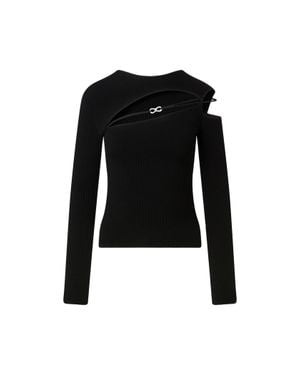 Mach & Mach Georgia Rib-Knitted Top - Black