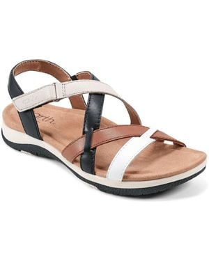 Earth Origins Sterling Leather Strappy Slingback Sandals - Metallic