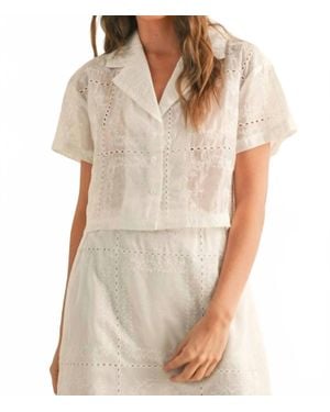 Miou Muse Lucy Eyelet Detail Blouse - White