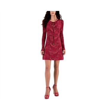 Rachel Roy Paisley Shift Mini Dress - Red