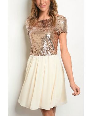 Alythea Short Sleeve Rose Gold Mini Dress - Natural