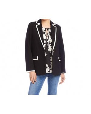 Karen Kane Contrast Ponte Knit Blazer - Black