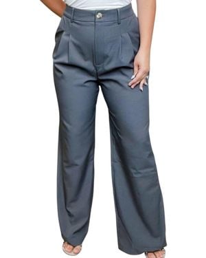Eesome Boss Up High-Rise Pleated Pants - Blue