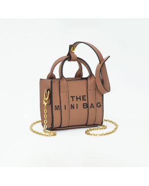 Fashnzfab The Mini Bag Message Pointed Faux Leather Bag Charm Mini Bag Crossbody Bag - Brown