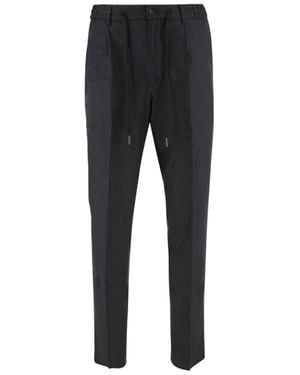 Tagliatore Tailored Stretch Wool Pants With Adjustable Waist And Structured Silhouette - Black