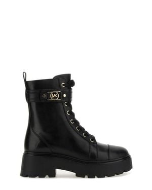 MICHAEL Michael Kors Lace-Up Cow Leather Platform Boots - Black