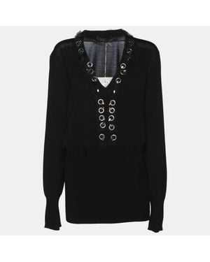 Marina Rinaldi Stretch Knit Embellished Long Sleeve Blouse - Black