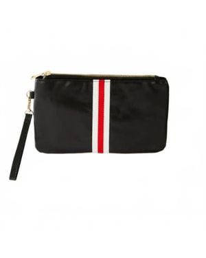 FUNKY MONKEY Stripe Faux Leather Clutch Wristlet - Black