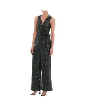 Maggy London Sequined Wrap Jumpsuit - Green