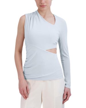 BCBGMAXAZRIA Cutout Ruched Pullover Top - Blue