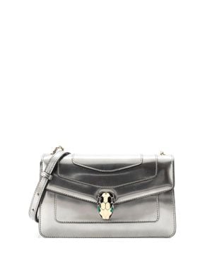 BVLGARI Serpenti Forever Shoulder Bag Metallic Leather - Gray