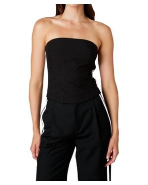 Nia Kate Strapless Stripe Top - Black