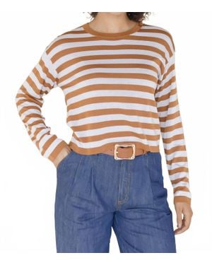 Velvet Heart Rumi Stripe Cropped Long Sleeve Tee - Blue