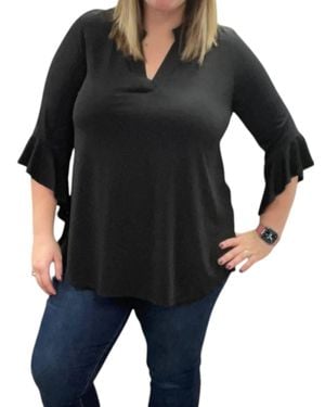 Honeyme Ruffle Sleeve Gabby Top - Black