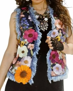 Adore 3D Floral Vest - Blue