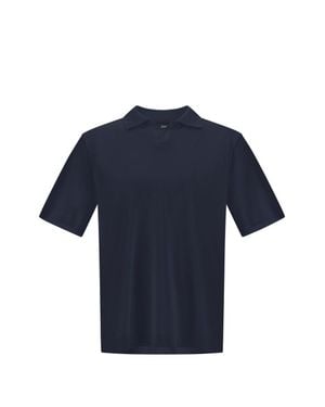 Herno Cotton V-Neck Polo Shirt - Blue