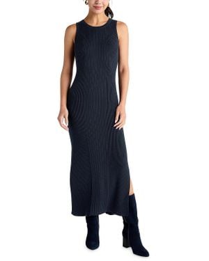 Splendid Ribbed Tea-Length Sweaterdress - Blue