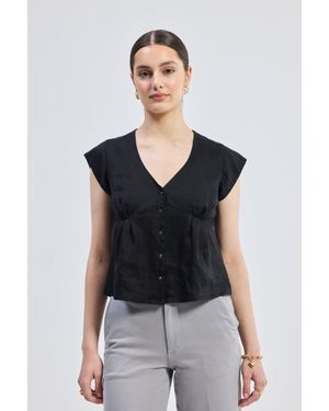 REISTOR Deep V-Neck Short Top - Black