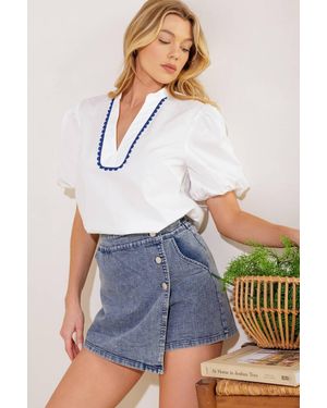 TRUEDAMES Distant Sun Denim Skort - White