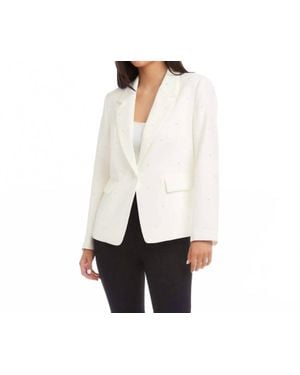 Karen Kane Pearl Embellished Blazer - White